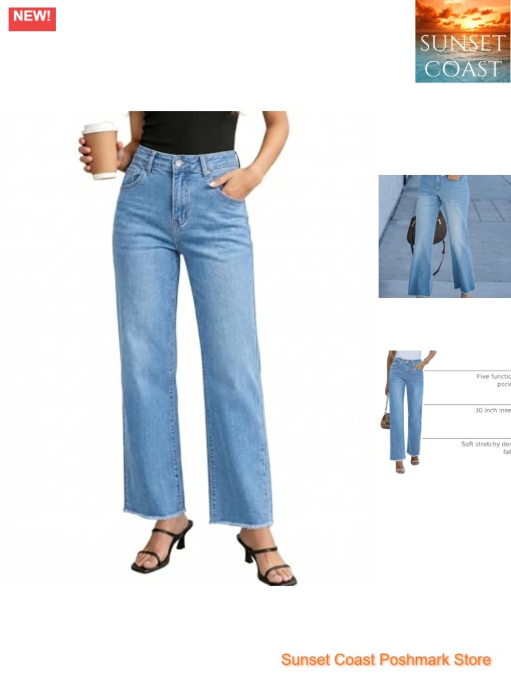 High Waisted Straight Leg Jeans for Women, Stretchy Baggy Denim Pants with